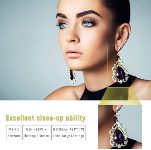 Example image demonstrating the close-up ability of the Viltrox 20mm f/1.8 lens, showing a detailed shot of an earring.