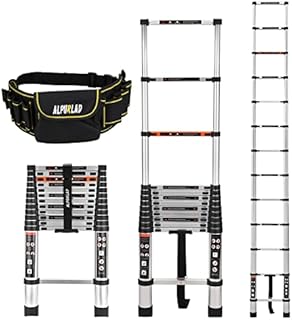 ALPURLAD Telescoping Ladder 12.5FT Aluminum Extension Ladders Lightweight Collapsible Ladder Telescopic Ladders for RV, Loft, Attic, Home, 330lbs Capacity