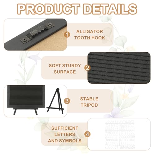 PATIKIL Felt Letter Board, 12x16Inches Black Wooden Changeable Message Board with Storage Bag Stand for Kitchen Menu Classroom Farmhouse Decor Notes, White Letter - Image 3