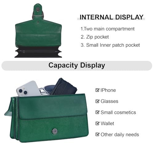 TRBSXRT Satchel Purse for Women - Vintage Lychee Pattern Chain Crossbody Bag Leather Shoulder Handbags Square Satchel Purse4