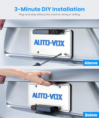 Image of AUTO-VOX Solar Wireless Backup Camera, 5 inch 1080P Monitor, 3-Min Easy Install | 5000mAh Battery Powered Back Up Camera System, IP69K Waterproof Wide Angle Reverse Camera for Car Truck Trailer Van