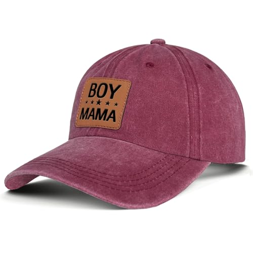 Image of Mother Mama Mom Hat for Women Leather Patch Baseball Mom Trucker Cap Gifts for Mothers Day Birthday