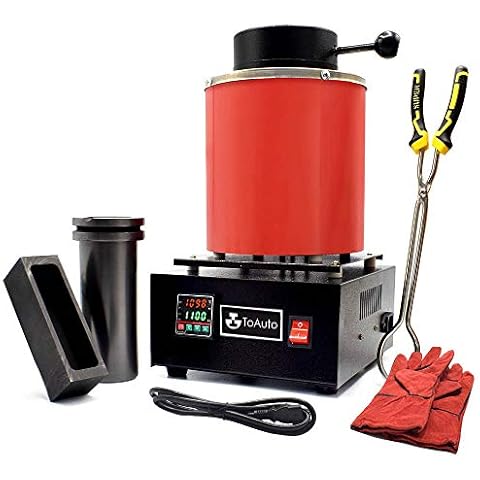 TOAUTO 3 kg Gold Melting Stove, 1400 W 2000 F Digital Electric Melting Stove with Graphite Jar for Scraw, Silver, Gold, Copper, Aluminium 220 V Refination Cast Oven Cover