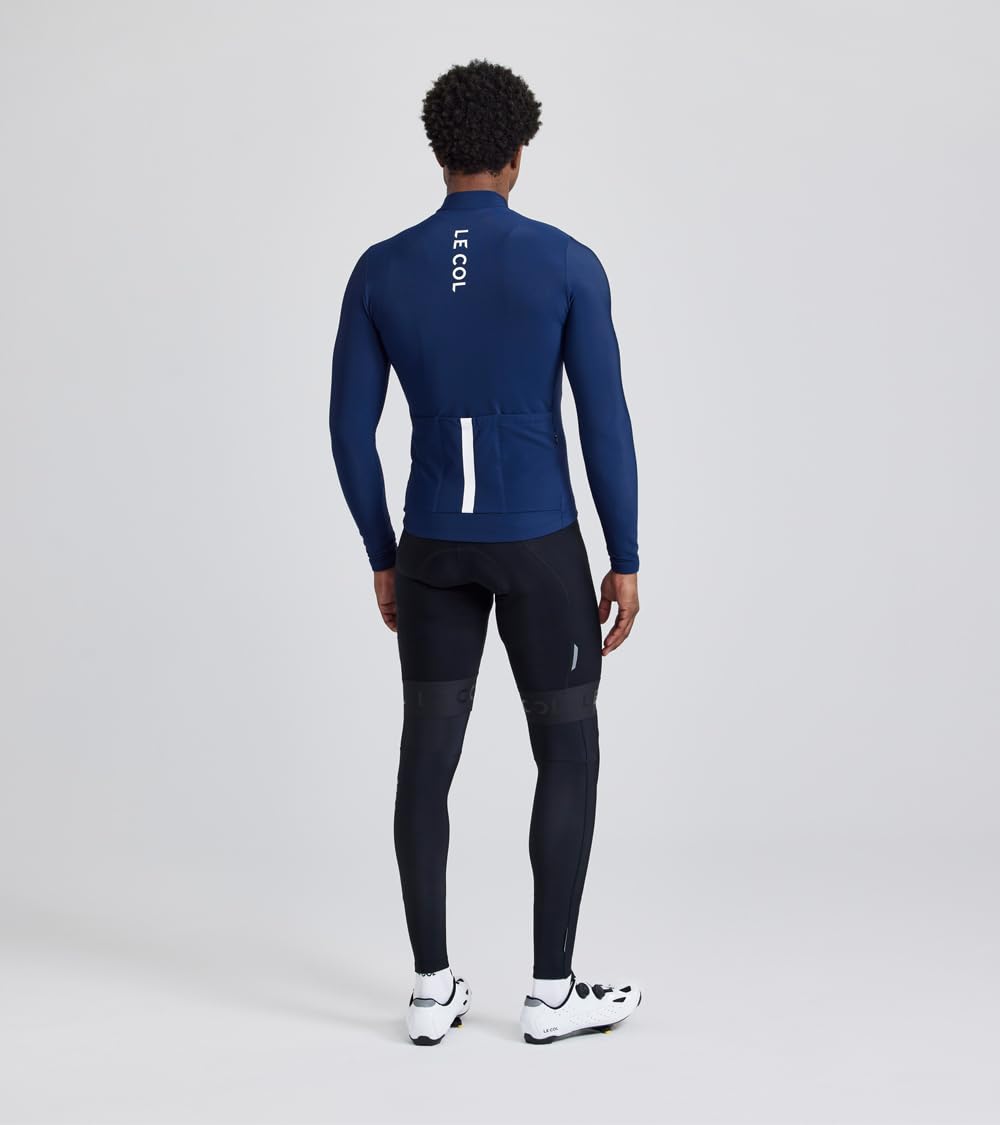 LE COL Pro Aqua Zero - Camiseta de manga larga para hombre, transpirable, bolsillos traseros, resistente al agua, cierre de cremallera