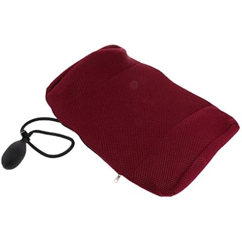 Backbayia Inflatable Seat Cushion Pillow Travel Inflatable Lumbar Cushions pink red Cover