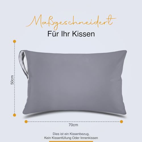 wasserdichte Kissenbezüge Mit Reißverschluss Grau 50x70cm, 2er, Gegen Bettwanzen – Ansicht 2