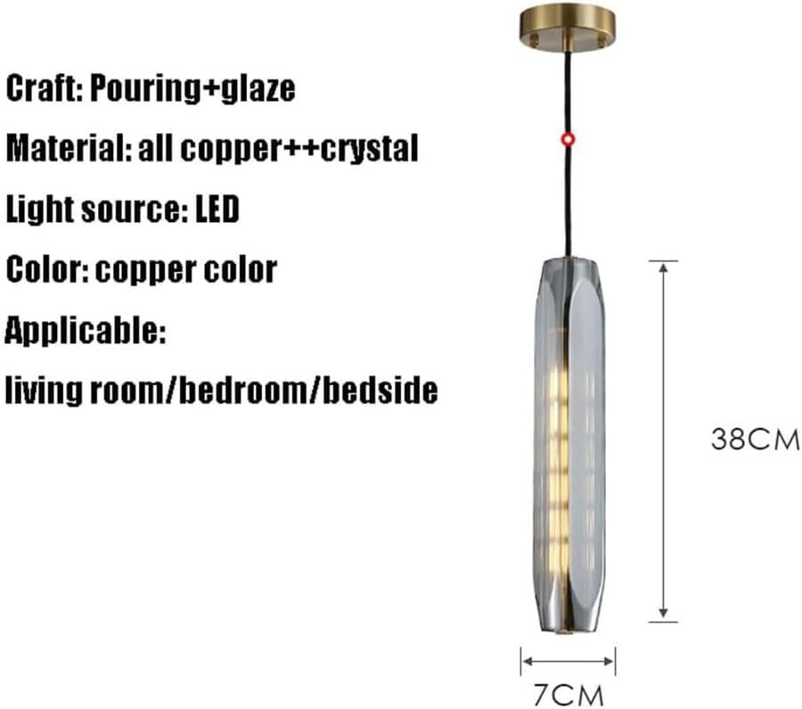 Żyrandol, 1 światło - Żyrandol NI - 38 cm szary kryształ oświetlenie wiszące lampa wisząca z metalową podstawą LED i regulowaną wysokością, domowa mosiężna lampa sufitowa com