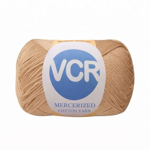 Image of VCR 4 Ply Light Brown 100% Mercerized Cotton Yarn, 60 Grams Hank, 190 Meters Length, Cotton Combed Ball, Smooth and Glossy Crochet Yarn for Crochet and Knitting, Pack of 1, Suitable for DIY Crafts