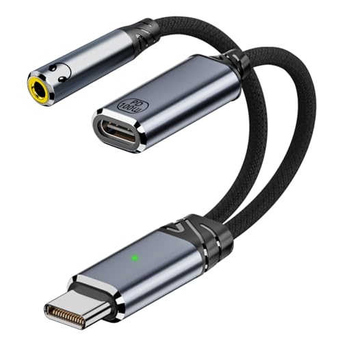 Jadebones USB C to 3.5mm Headphone and Charger Adapter, 2-in-1 USB Type-C to Aux Audio Jack with 100W Fast Charging Dongle Cable Cord for iPhone 16/15 Series, iPad, MacBook and More (Grey)