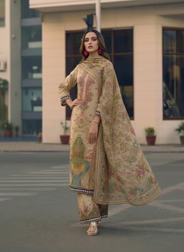 Image of ANNI Designer Women Rayon Viscose Printed Straight Kurta with Palazzo and Dupatta | Three Piece Ethnic Kurta Palazzo Set for Women | Indian Traditional Dress