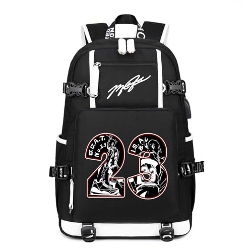 Didonia Basketball Player 23 Backpack Laptop Travel Bag Mens Womens Teenage Schoolbag (Red-White)