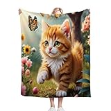 Gumntun Manta Polar Cama 150 Gatito Amarillo, Plaid Mantitas Sofa para Cama Suave y Peluda de Doble Cara, Manta de Sofá de Cama o de Sala de Estar - 220x240 cm_738a