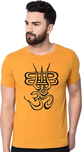 Image of Men's Black T-Shirt with Om Symbol Print, 100% Cotton
