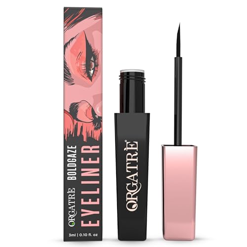 ORGATRE BoldGaze Black Eyeliner | Waterproof, Smudge-Proof, Long-Lasting | Matte Finish | Quick Dry, Fine Tip for Precise Application – 3ml