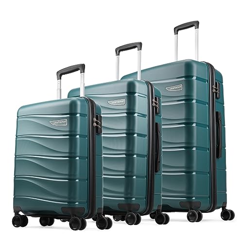 Image of Aristocrat Plastic Olympus, Cabin, Medium & Large Luggage (Set of 3),Poseidon, Hardcase,8 Wheel Spinner Suitcase,Fixed Combination Lock, Spacious, for Men & Women, 7 Year Warranty, 54 Cm, Dark Green