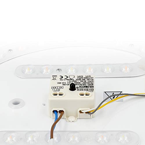 Navaris LED Deckenleuchte 40cm - Dimmbar Farbtemperaturwechsel Fernbedienung - 22W Stoff Hellgrau Sternenhimmel - Wohnzimmer Lampe Schlafzimmer Deckenlampe Kinderzimmer Lampe Decke