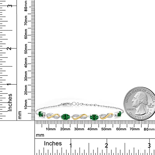 Infinity Bracelet For Women | 925 Silver & 10K Yellow Gold | Gemstone Birthstone and Accent Lab Grown Diamond | Oval 6X4MM | Round 1.2MM | Elegant Two-Tone Fine Jewelry | Adjustable Up to 9 Inch3