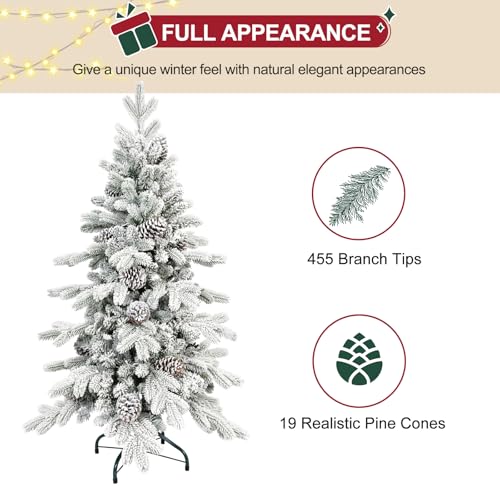4ftsnowflockedchristmastreewith455pepvcmixedbranchtipsunlitartificialskinnypencilchristmastreewith19pineconeshingedpremiumxmasslimfirtreesforhomeofficepartydecoration  Urban Country Home Decor 4 ft snow flocked christmas tree with 455 pepvc mixed branch tipsunlit artificial skinny pencil christmas tree with 19 pine coneshinged premium xmas slim fir trees for homeofficeparty decoration  urban country home decor