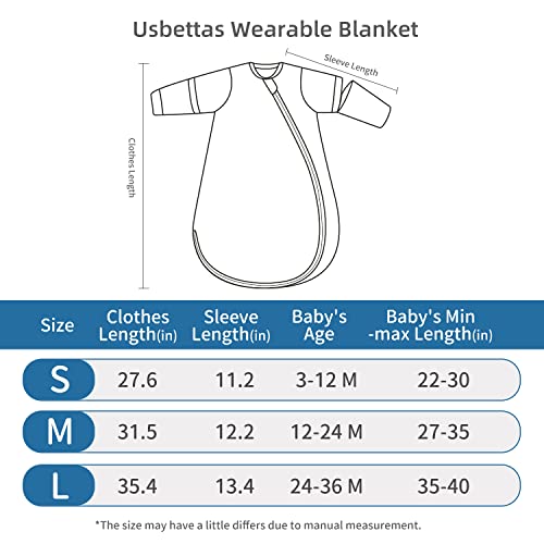 Usbettas Baby Wearable Blanket 100% Cotton, Soft Baby Sleep Sack Unisex Smart Thermostatic Baby Sleeping Bag With Removable Long Sleeves 2.5Tog Smile, 3-12 Months (S) #TOP3