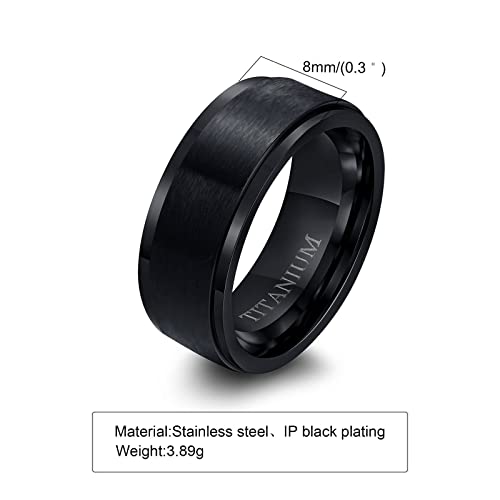 Anillos de boda de titanio negro mate de 8 mm sin arañazos y muy cómodo 5