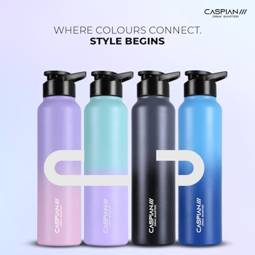 Image of CASPIAN / / / HIke ISI Certified Stainless Steel Water Bottle 1ltr.(Purple & Green, 1 Litre) | Leak Proof Sipper for Fridge Home Office Travel School Kids Boys Girls Adults Sports Gym Gift |BPA Free