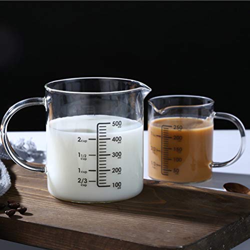 Copo de medição de vidro Hemoton para assar e cozinhar, copo com escala transparente e tampa (500ML)