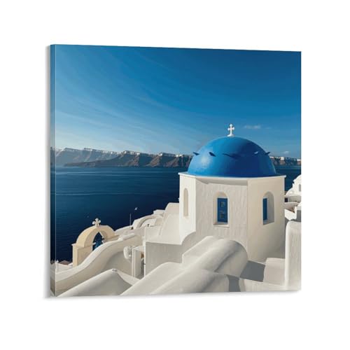 Tableau Santorin grande toile murale abstraite de qualité avec cadre moderne
