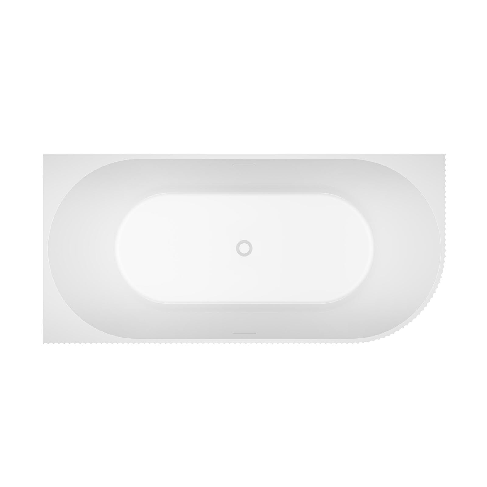 MOB-IN Vasca da bagno Stria 150x80 Semi-isolotto Striata - Angolo Sinistro Acrilico Bianco