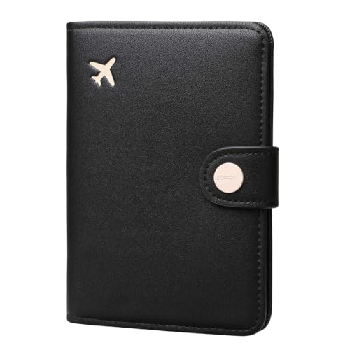 Image of ZOPPEN Passport Holder for Travel Essentials, RFID Blocking PU Leather Water-Resistant Lightweight Passport Cover with Multiple Card Slots, Easy to Carry Travel Wallet for Women Men, Black