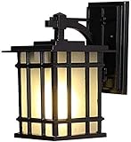 Aplique de pared moderno , Lámpara de pared Lámpara de pared Lámpara de pared de una luz Hierro Aplique de pared retro impermeable con vidrio artístico, acabado en bronce aceitado 1 paquete de lámpara