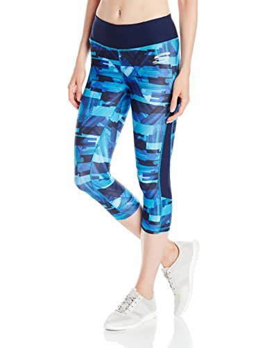 Skechers Active Women's Modern Art Geo Capri Legging, Atomic Blue/Multi, Medium