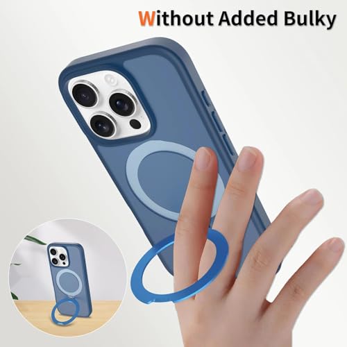 Image of Magnetic for iPhone 16 Pro Case, 6.3 inch, Compatible with MagSafe, Rugged Kickstand, Not-Yellowing Military-Grade Protection, Matte Blue