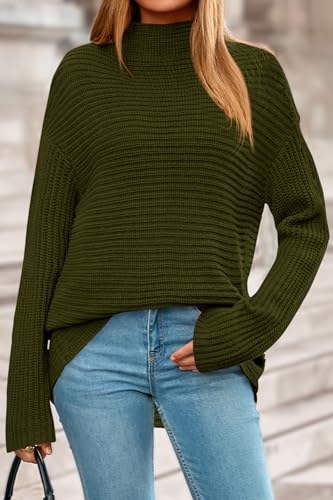 PRETTYGARDEN Womens Sweaters Fall Fashion 2025 Oversized Long Sleeve Mock Neck Chunky Knit Pullover Tops Winter Clothes2
