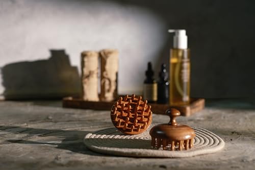 Image of 28 Teeth Natural Wood Hair and Scalp Massager Comb,Stress Relief & Detox Shampoo Brush,Wet and Dry Application for Reducing Dandruff and Stimulates Hair Growth (1 Unit)
