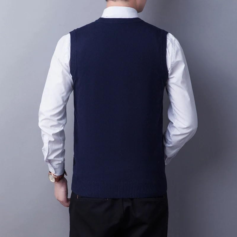 Men Wool Soft Knit Tank Vest Sleeveless Sweater Tops V Neck Solid Casual Vest3