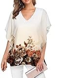 Lotusmile Womens Tops Dressy Casual, Women's Loose Flouncing Flutter Sleeve Formal Blouses Wedding Guest Dresses Shirt Elegant Woman Blouses Batwing Chiffon Overlay Top Poncho Ladies Work Blouse