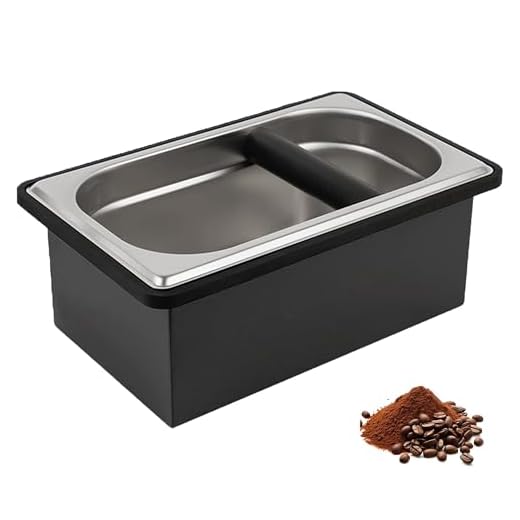 YURICK Espresso Knock Box, Coffee Knock Box for Espresso Grounds Disposal, Large Capacity, Equipped with Noise, Reduction Rubber Ring & Steel Holder, Ideal Tool for Espresso Machines, Black (Large)
