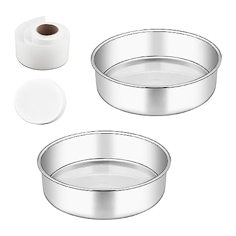 TeamFar 6 Inch Stainless Steel Cake Pans Set Cover