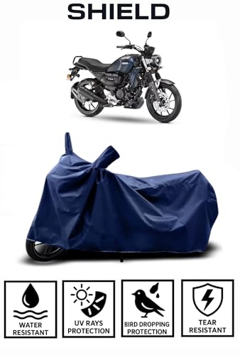 Image of Shield Heavy Duty Bike Cover for Yamaha Fzx | All-Season, Tear-Proof Fabric | with Side Mirror Pocket & Buckle Belt | Yamaha Fzx Bike Cover (Blue)