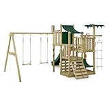 FATMOOSE Spielturm Klettergerüst CrazyCoconut Club XXL mit Schaukelanbau, grüner Rutsche & Plane, Outdoor Kinder Kletterturm mit Sandkasten, Leiter & Spiel-Zubehör für den Garten - 2