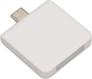 DAUERHAFT Mobile Phone Card Reader, Plug and Play High Transmission Efficiency 125Khz Built in Buzzer Durable RFID Phone Card Reader Type C Interface for Cell Phone(White)