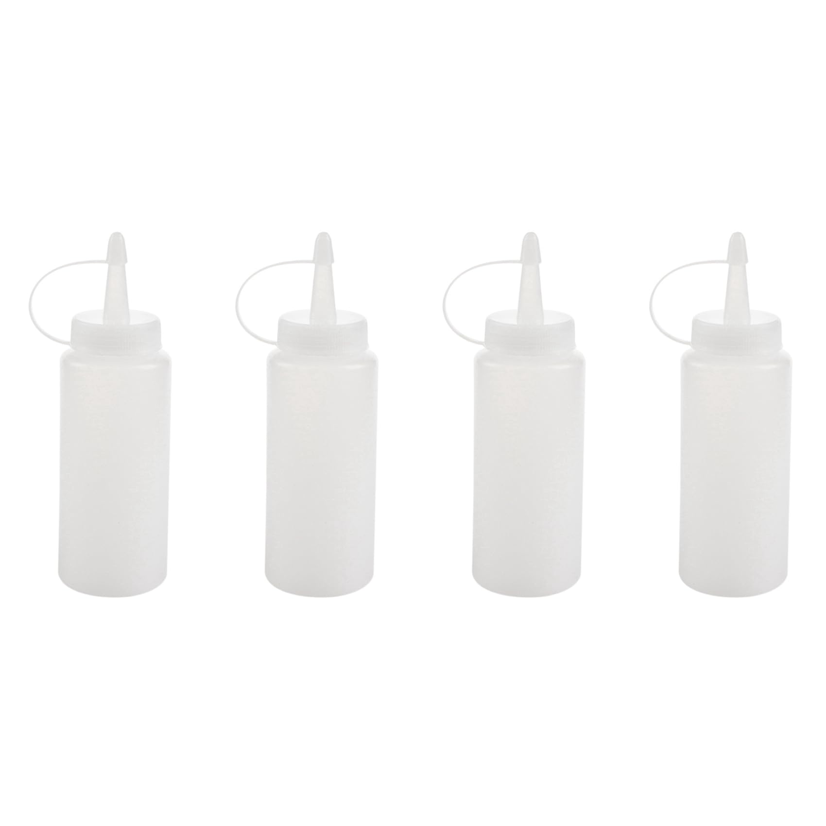 Hndhbfgrt 4X Plastic Squeeze Bottle Condiment Dispenser Ketchup Mustard Sauce Clear White 6Oz