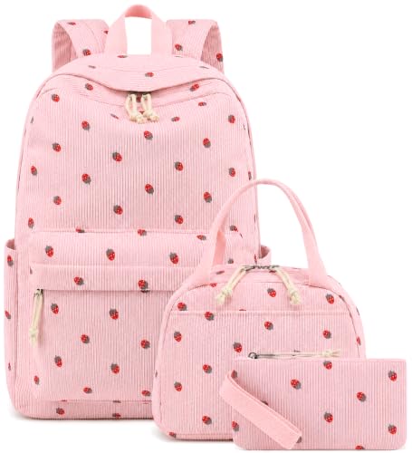 Bluboon School Backpack Set Girls Womens Laptop Bookbag Casual Daypack Fits 15 inch Laptop with Lunch Tote Bag and Pencil Bag