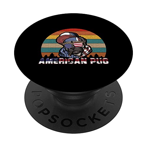 Liberty Freedom Vintage Design American Pug Gangter PopSockets Swappable PopGrip, Black