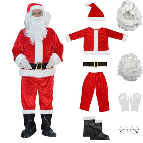 Blucielo Weihnachtsmann Kostüm komplett Deluxe Nikolauskostüm Santa...
