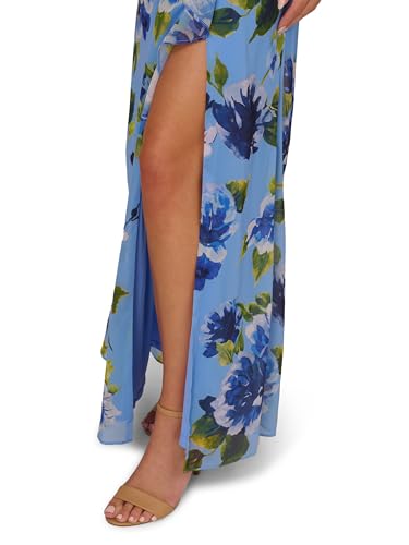 Image of Adrianna Papell Long Sleeve Printed Floral Chiffon Maxi Dress