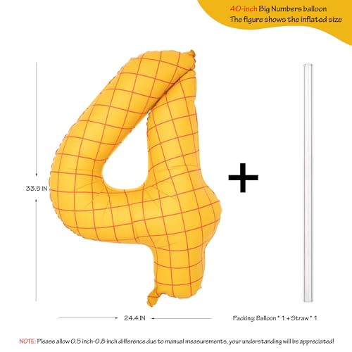 Image of 40 inch Matte Yellow Balloons Toy Inspired Story Theme party Supplies, Number Birthday Decoration, Cowboy Decorations Western, Cowgirl Party Balloon Digital 4