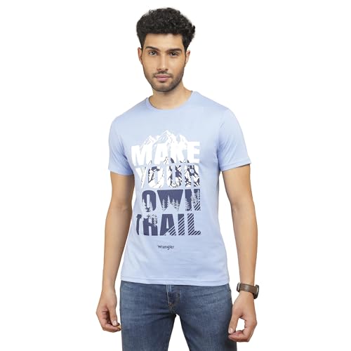 Image of Wrangler Men's Graphic Print Green Crew Neck T-Shirt (Regular)
