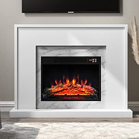 Amberglo White Marble Effect Electric Fire Suite Cover