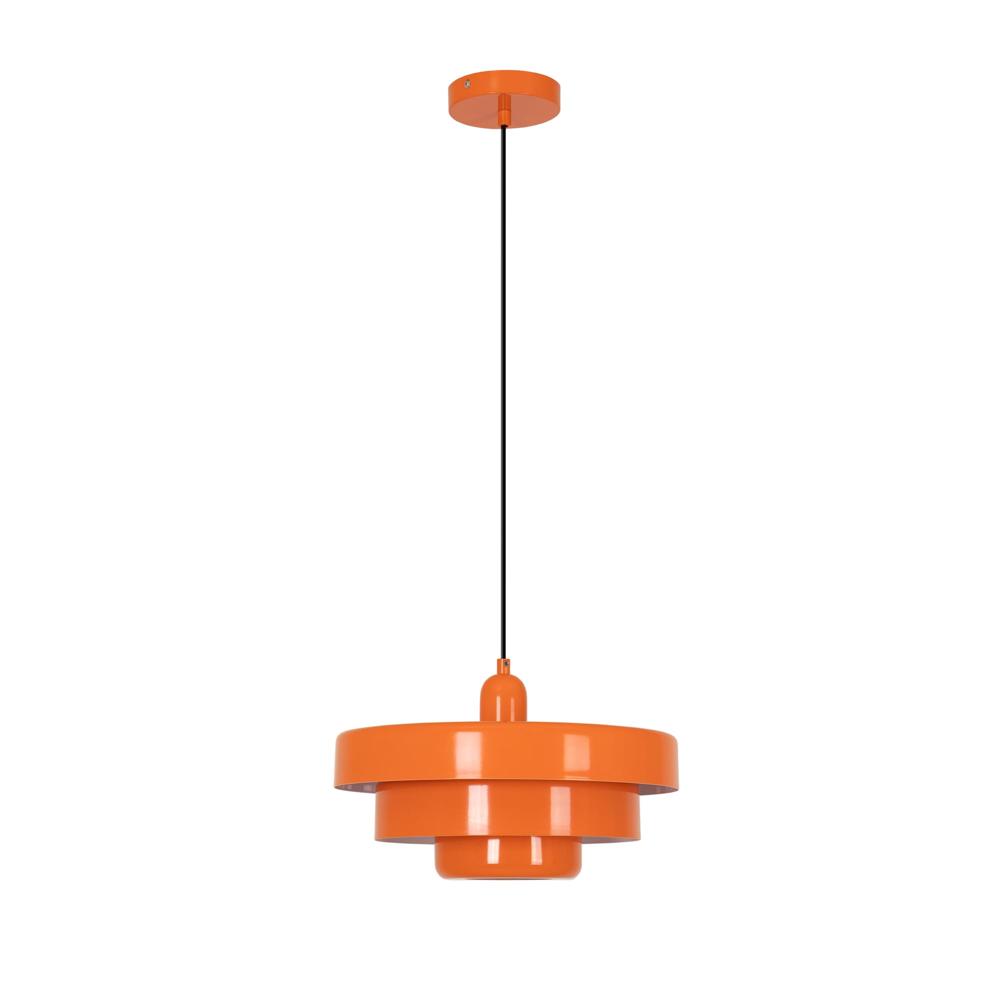 BARCELONA LED Pendelleuchte MACARRON E27 Bauhaus Orange | Metall, 3-lagiger Schirm, Höhenverstellbar, Max.40W, Für Wohnzimmer, Esszimmer, Schlafzimmer, Restaurant, Hotel
